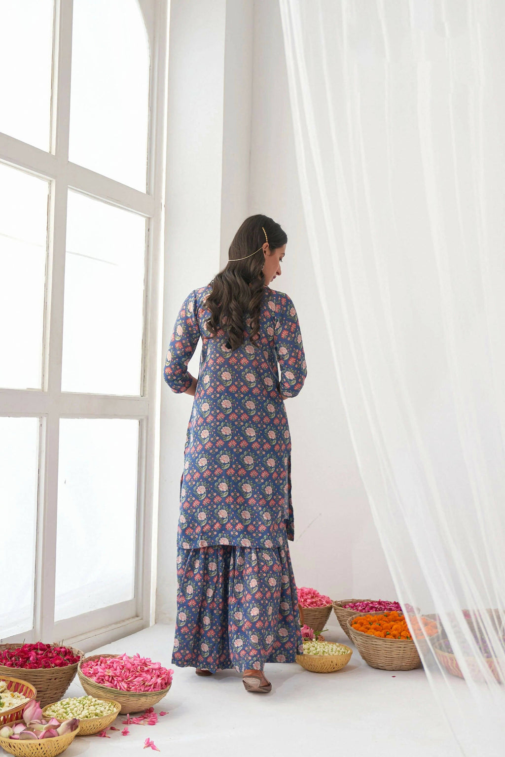 Designer Stylish Blue Muslin Stitched Suit With Dupatta - Anbazaar | Grocsy