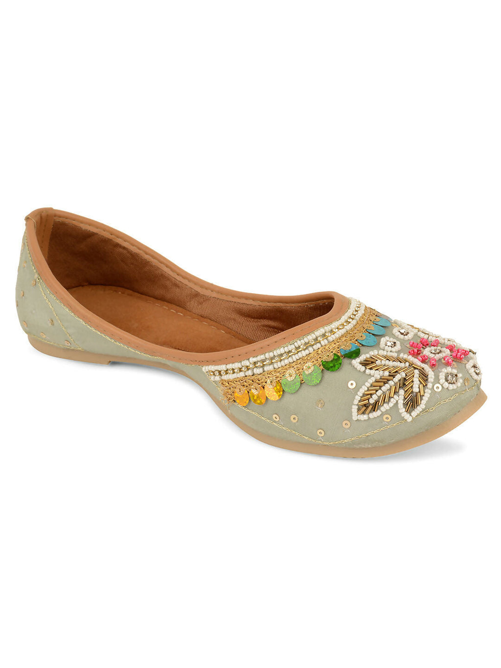 Desi Colour Women Indian Ethnic Footwear-Grey MultiColour | Grocsy