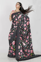 Aayaa Designer Printed Satin Saree - Multi Color | Grocsy
