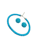 Inhanns Noor-E-Jalwa – Handmade Crystal Bead Necklace / Necklace With Earrings -Adjustable - Sky Blue | Grocsy