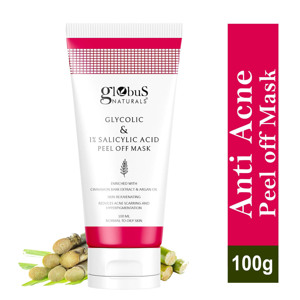 Globus Naturals Glycolic & 1% Salicylic Acid Anti Acne Peel Off Mask | Grocsy