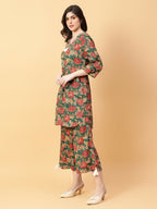 Joban Fashion Green Cotton Printed & Hand Work Co-ord Set | Grocsy