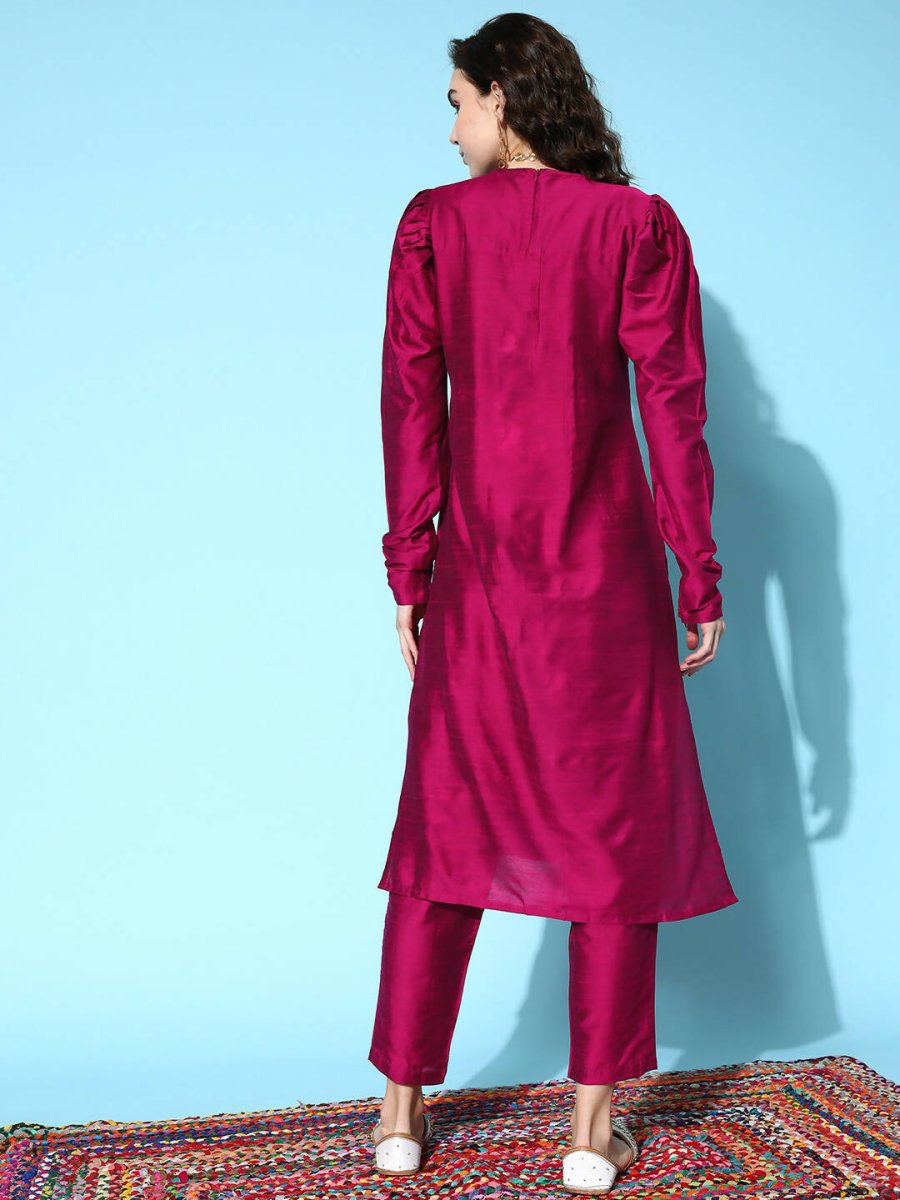 Ahalyaa Women's Traditional wear Kurta Set - Burgundy | Grocsy