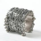 Mominos Fashion Joharkamal Oxidised Silver-Plated Ghungroo Handcraft Bracelet - Design 024