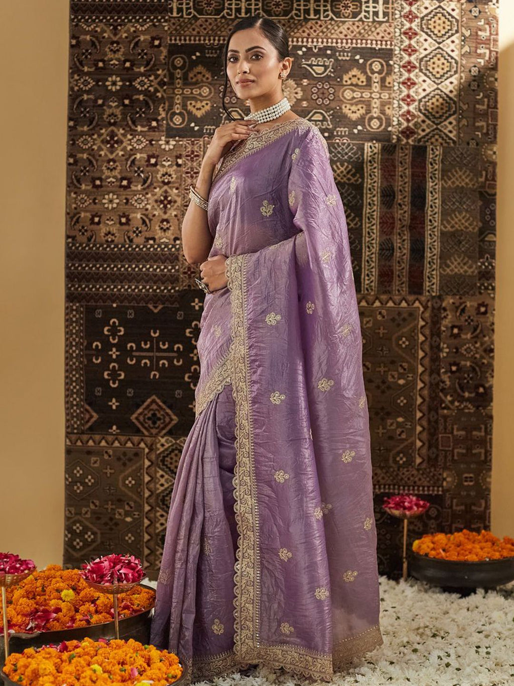 kasee Embellished Zardozi Silk Blend Saree | Grocsy