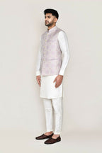 Joban Fashion White Colored Art Silk Fabric Kurta, Jacket With Straight Fit Pant | Grocsy