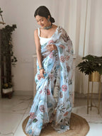Vamsee White Organza Saree | Grocsy