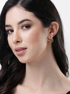 NVR Women Gold-Toned Circular Hoop Earrings | Grocsy