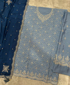 KC Designer Baby Blue 3 Piece Salwar Suit For Women Indian Wear | Grocsy