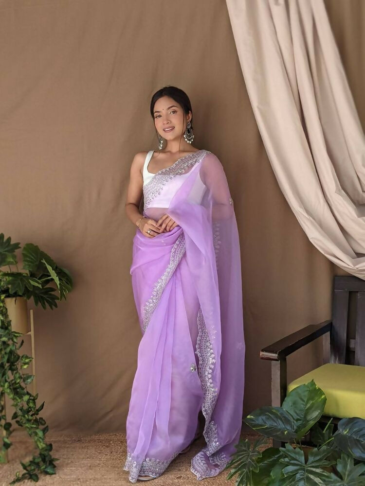 Vamsee Shirovastra Purple Organza Saree | Grocsy