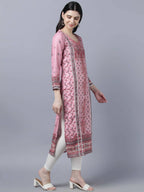 Myshka Women Pink Red Ethnic Motifs Printed Kurta | Grocsy
