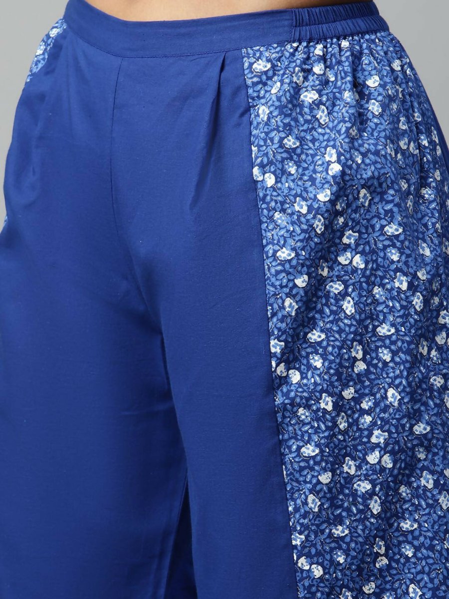 Ahalyaa Womens Royal Blue Pure Cotton Printed Kurtas | Grocsy