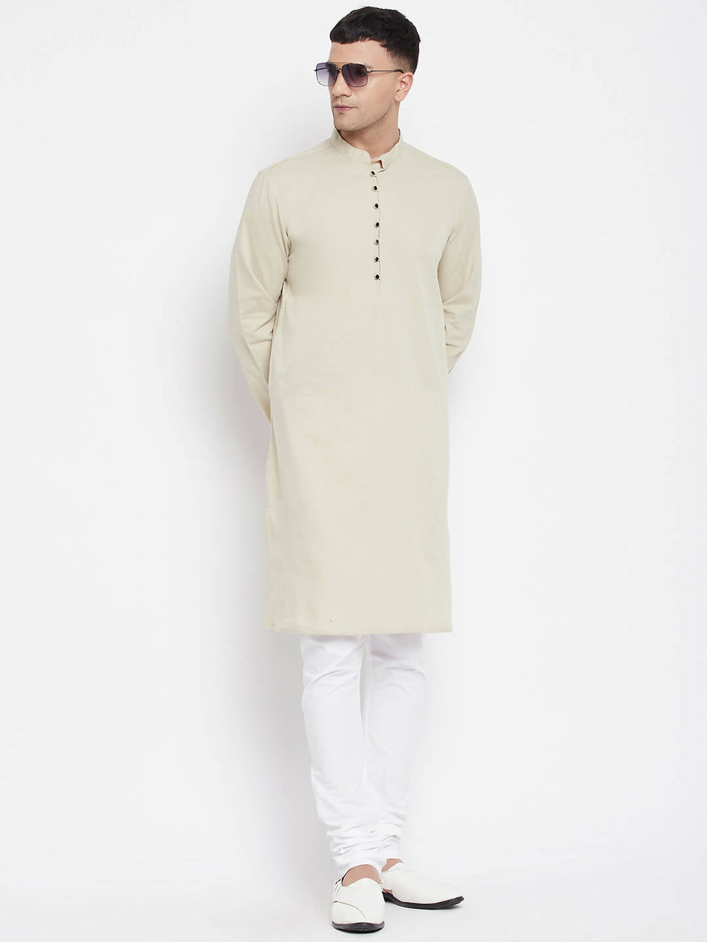 Even Apparels Pure Cotton Men's Kurta in Green Color With Band Collar | Grocsy