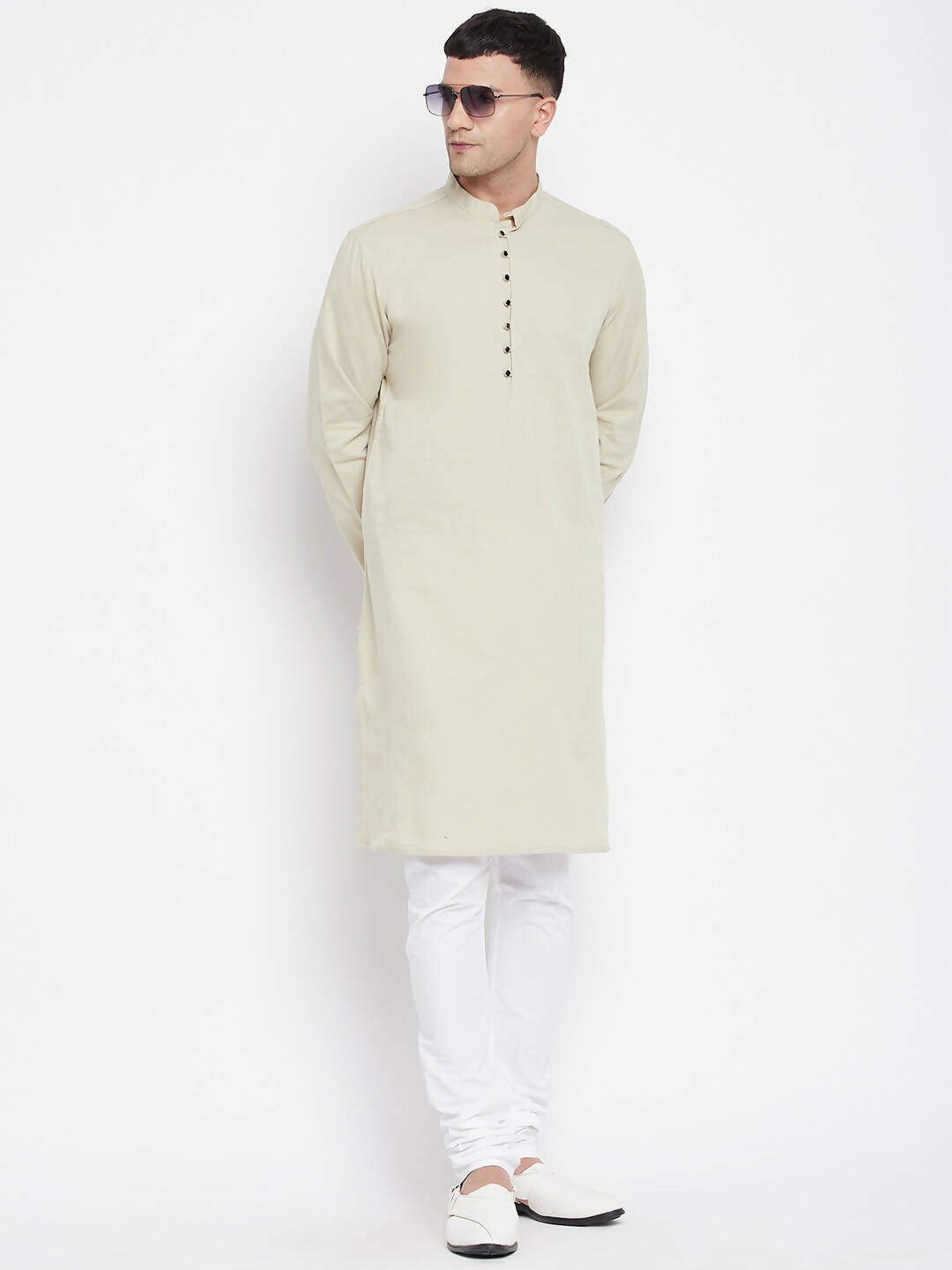 Even Apparels Pure Cotton Men's Kurta in Green Color With Band Collar | Grocsy