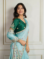 Ai Fashion Sky Rangoli Silk Embroidery Party Wear Saree | Grocsy