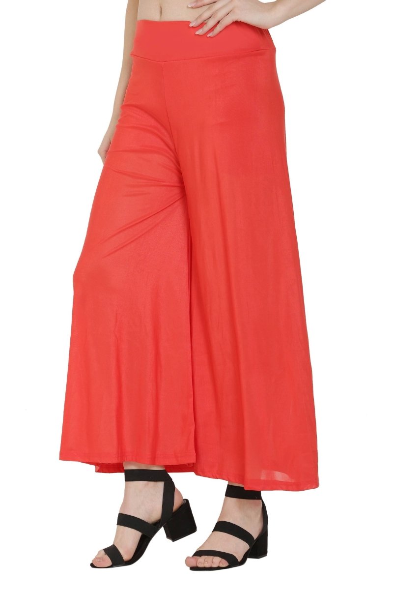 Asmaani Red Color Lycra Fabric Flared Palazzo | Grocsy