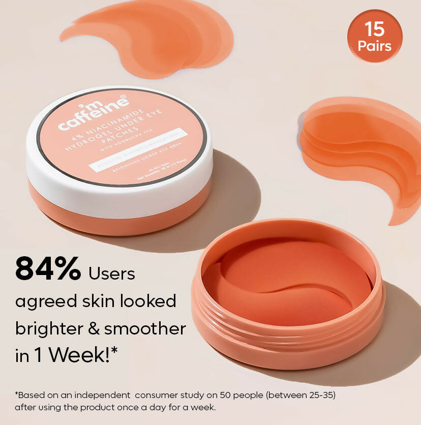 mCaffeine 4% Niacinamide Hydrogel Under Eye Patches with Kombucha Tea - Pigmentation & Brightening | Grocsy
