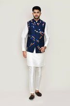 Joban Fashion White Colored Art Silk Fabric Kurta, Jacket With Straight Fit Pant | Grocsy