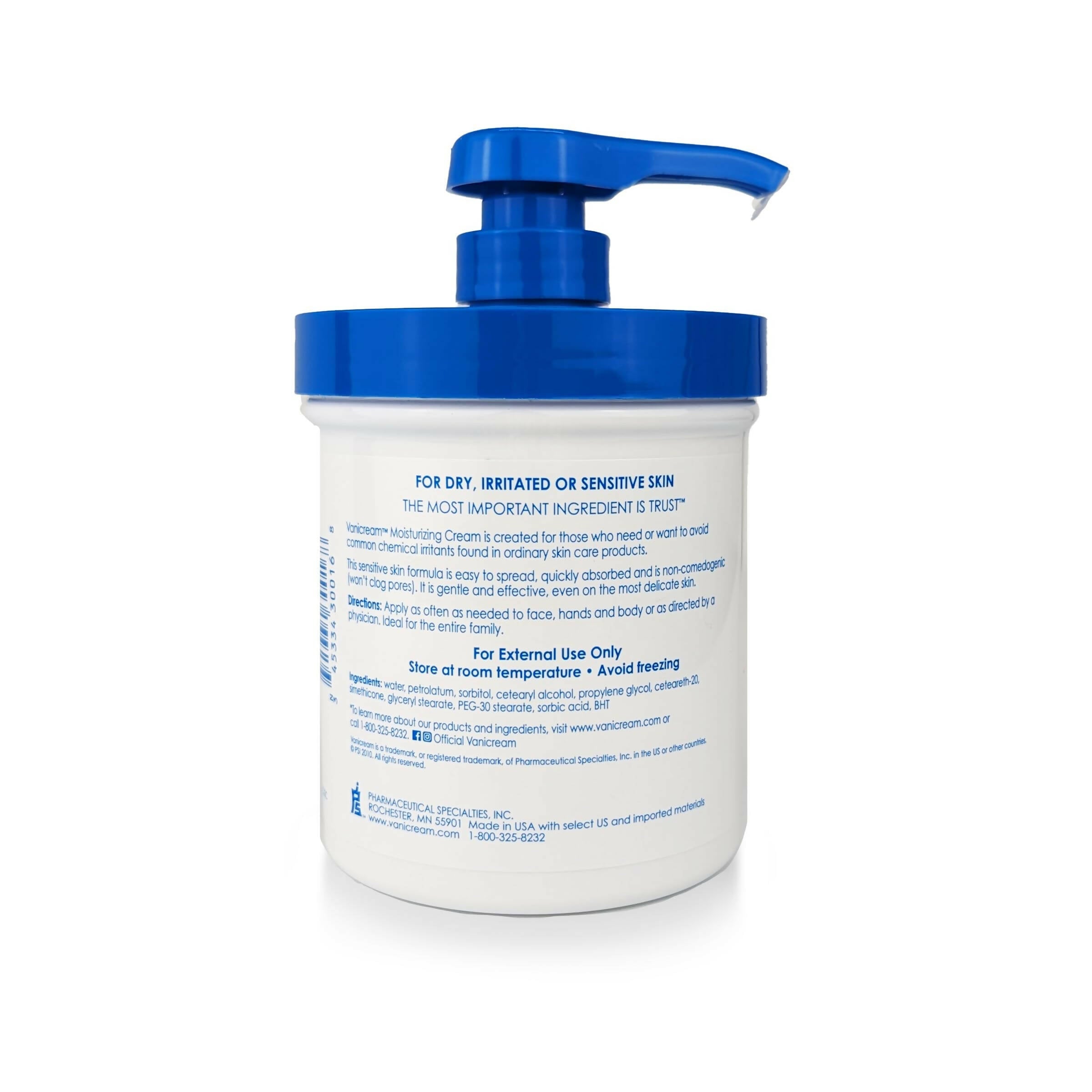 Vanicream Moisturizing Skin Cream with Pump Dispenser | Grocsy