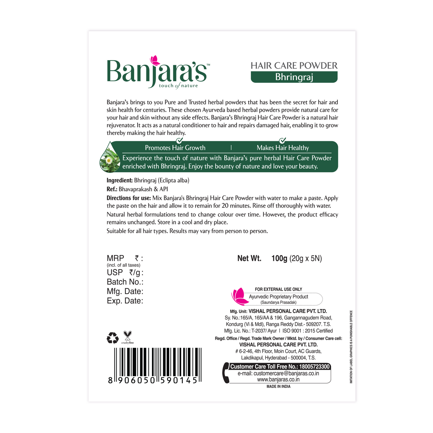 Banjara's Bhringaraj Hair Care Powder | Grocsy