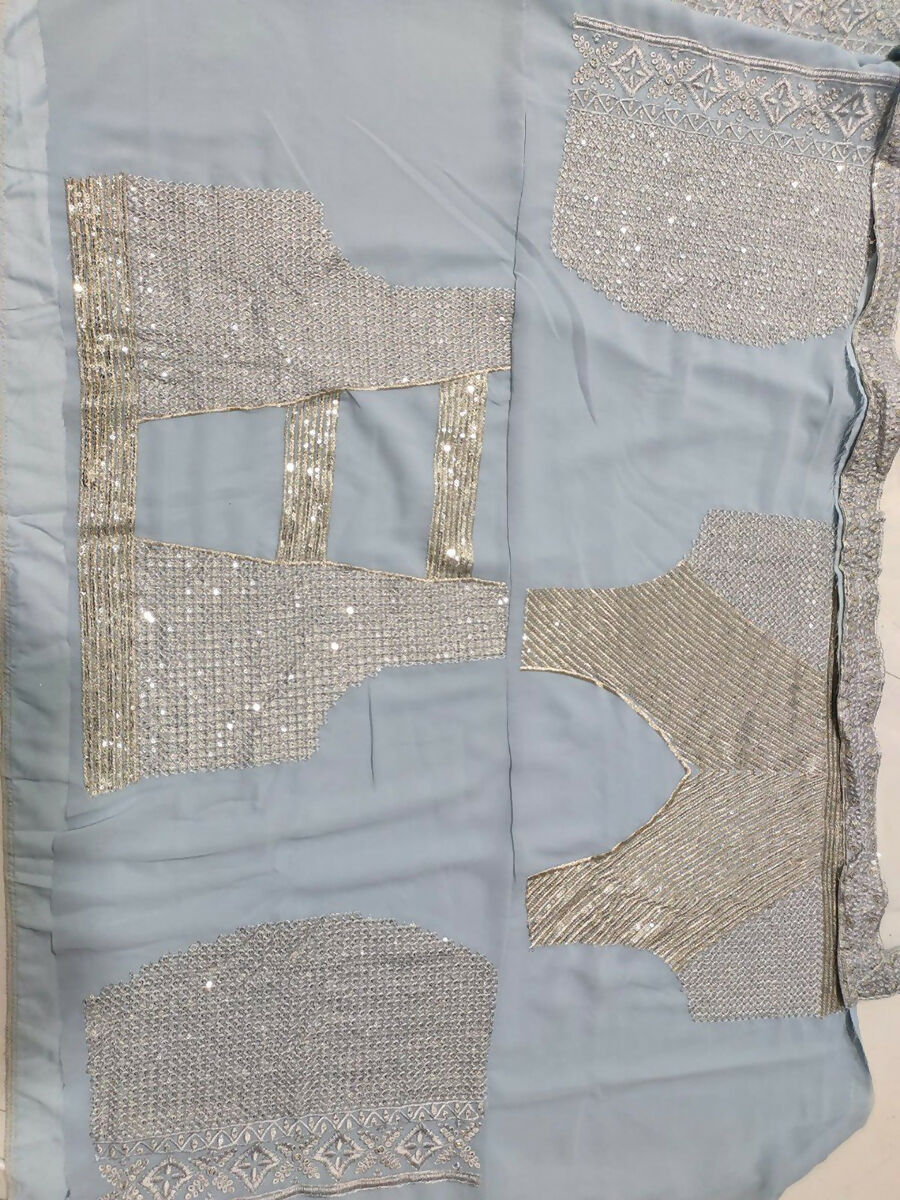 Jyoti Fashion Mesmerizing Grey Faux Georgette 3MM Sequins with Thread & Jari Embroidery Lehenga Choli with Dupatta | Grocsy