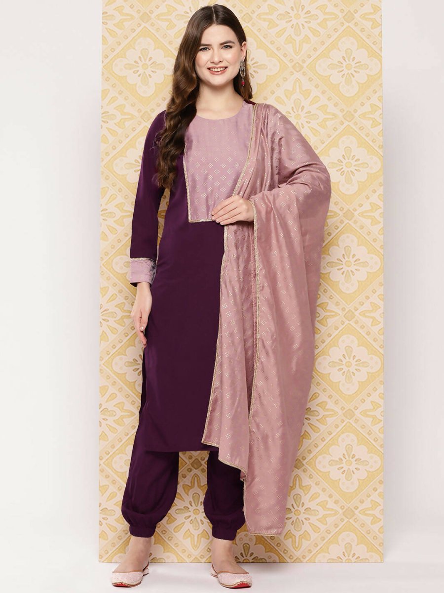 Ahalyaa Women's Traditional wear Kurta Set - Burgundy | Grocsy