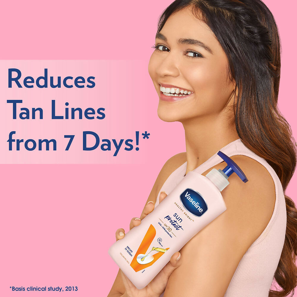 Vaseline Sun Protect SPF 30 Body Lotion & Gluta-Hya Flawless Glow Serum-In-Lotion Combo | Grocsy