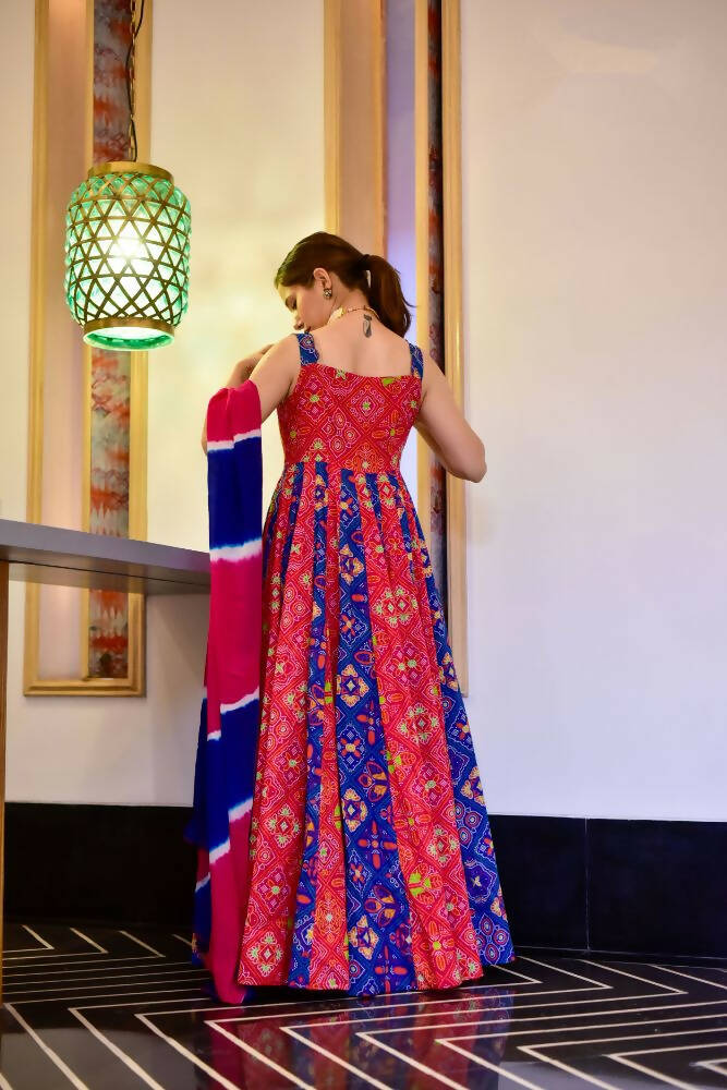 Partywear Designer Green Yellow Pure Maslin Gown - Anbazaar | Grocsy
