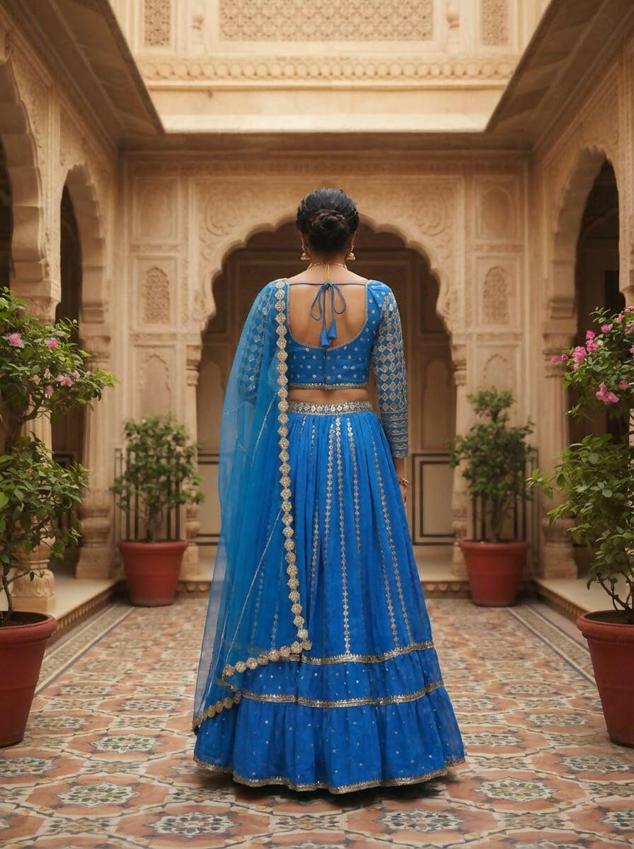 Lehenga Mart Designer Indian Wedding Lehenga Choli-Blue | Grocsy