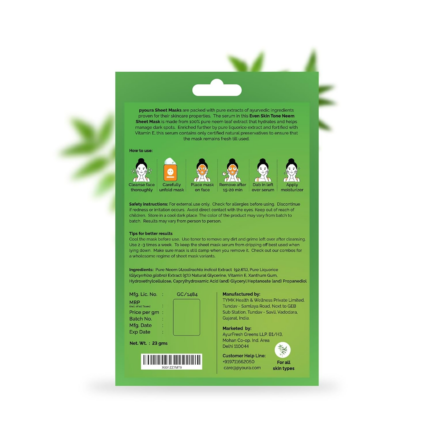 Pyoura Neem Renewal Face Sheet Mask | Grocsy