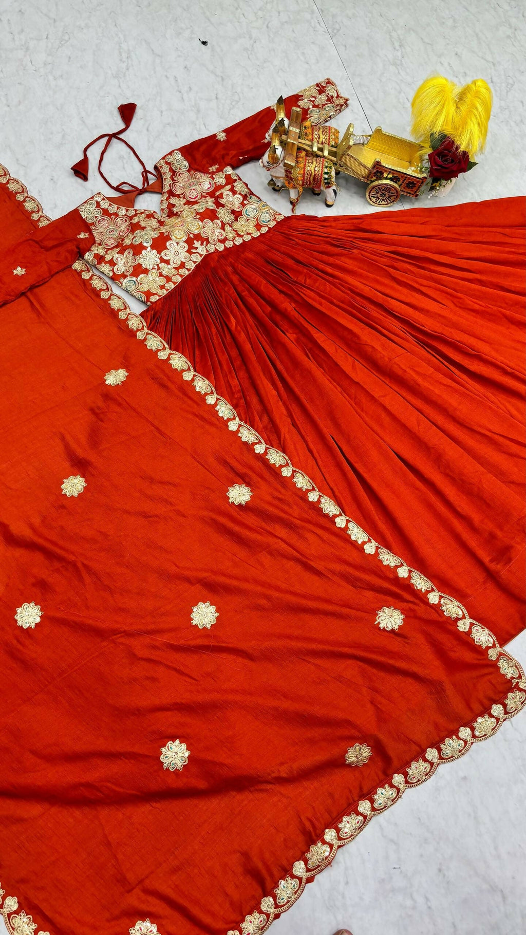 Teeya Creation Womens Casual Party Wear Heavy 5mm Sequence Embroidery Work Orange Gown Set | Grocsy