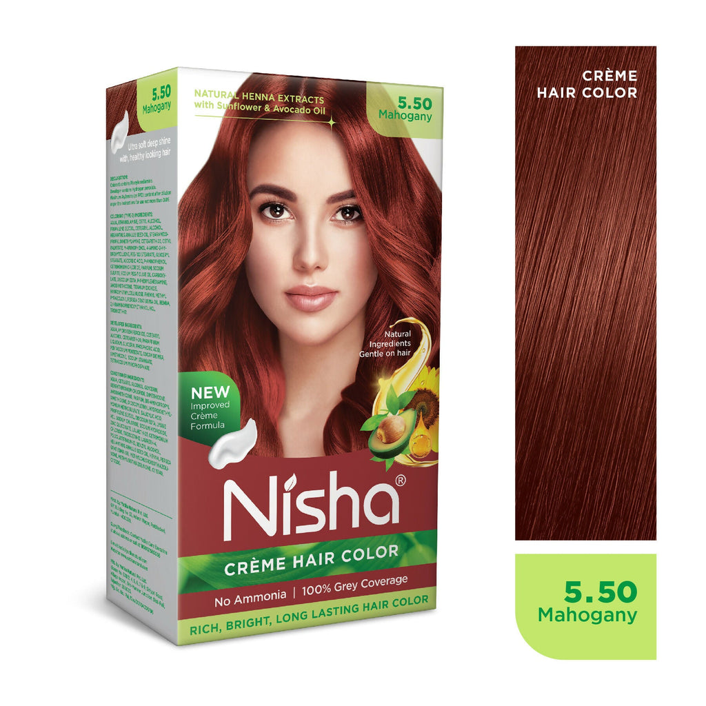 Nisha Creme Hair Color for Women - Mahogany | Grocsy