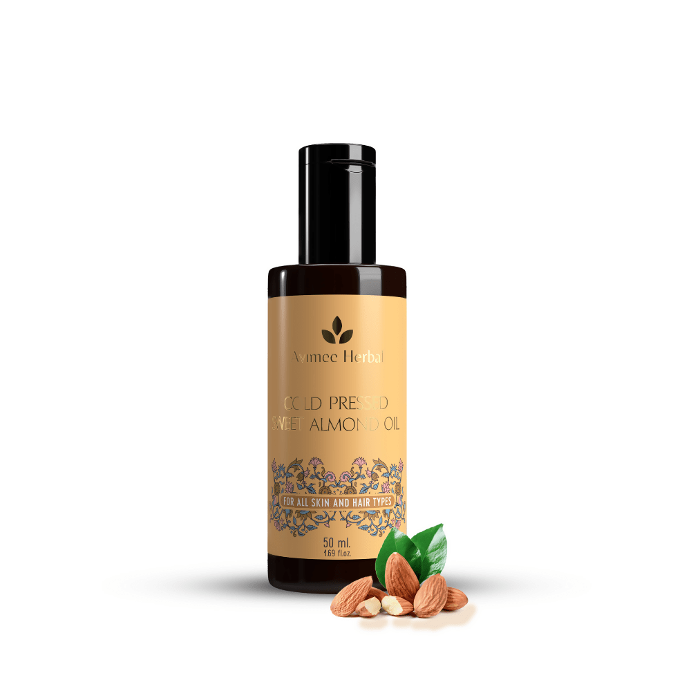 Avimee Herbal Cold Pressed Sweet Almond Oil, Fight Split Ends With Vitamin E | Grocsy