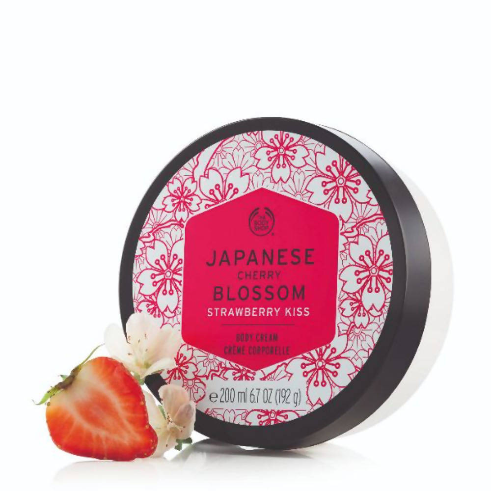 The Body Shop Japanese Cherry Blossom Strawberry Kiss Body Cream | Grocsy
