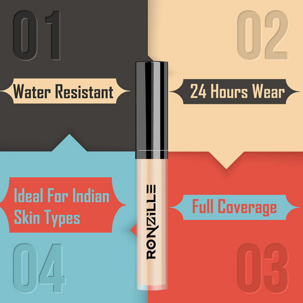 Ronzille Hd Finish Full Coverage Liquid Concealer - Medium Beige 02 | Grocsy