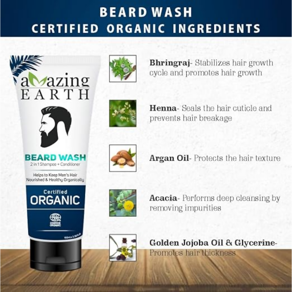 Amazing Earth Certified Organic Beard Oil and Beard Wash | Grocsy