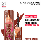 Maybelline New York Super Stay Vinyl Ink Liquid Lipstick, Instant Shine Lasts Up To 16H - Sweet N Sour Sauce | Grocsy