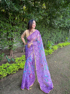 Vamsee Bavari Purple Organza Saree | Grocsy