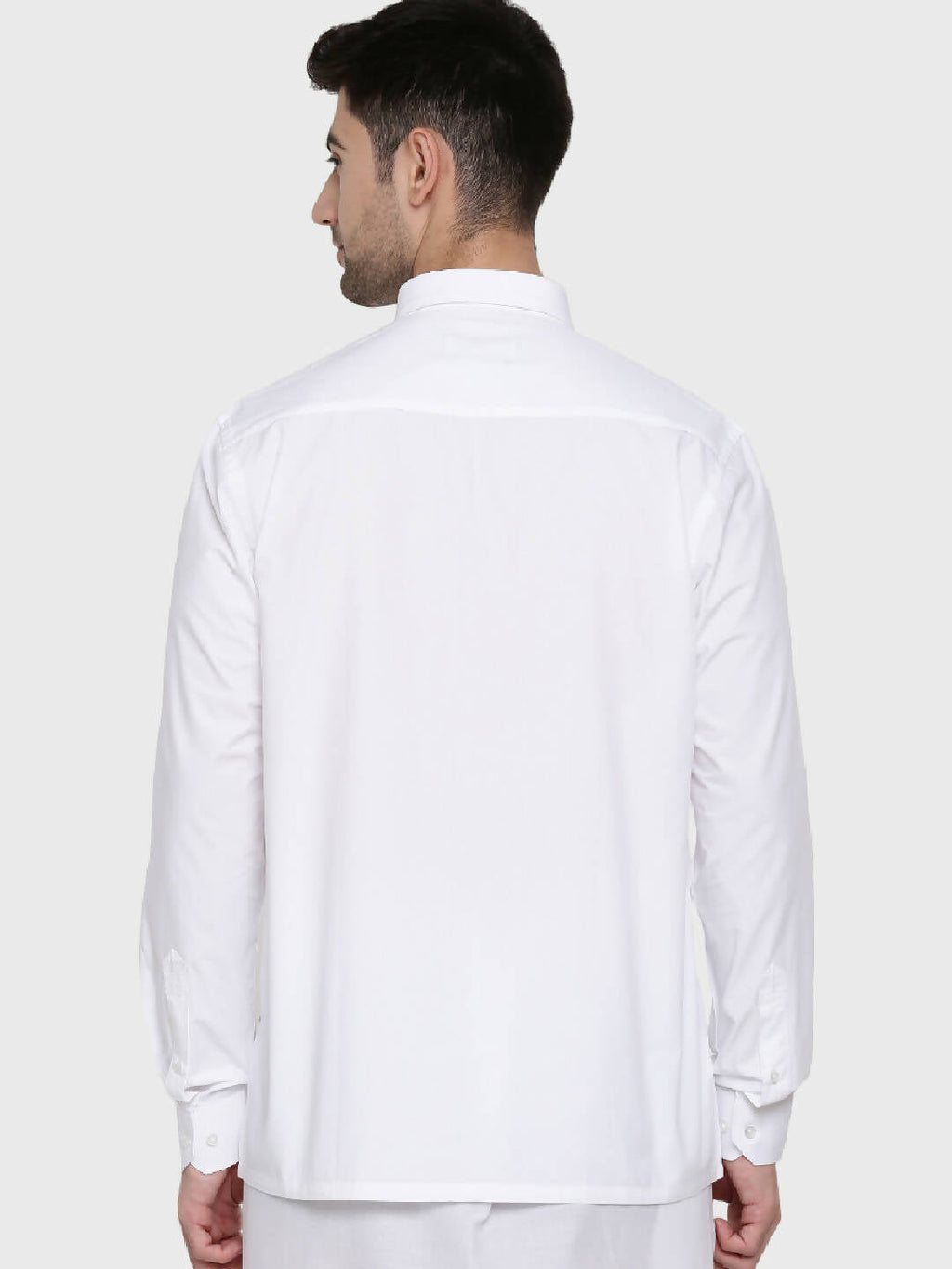 Ramraj Cotton Mens Full Sleeve Formal Poly Cotton White Shirt | Grocsy