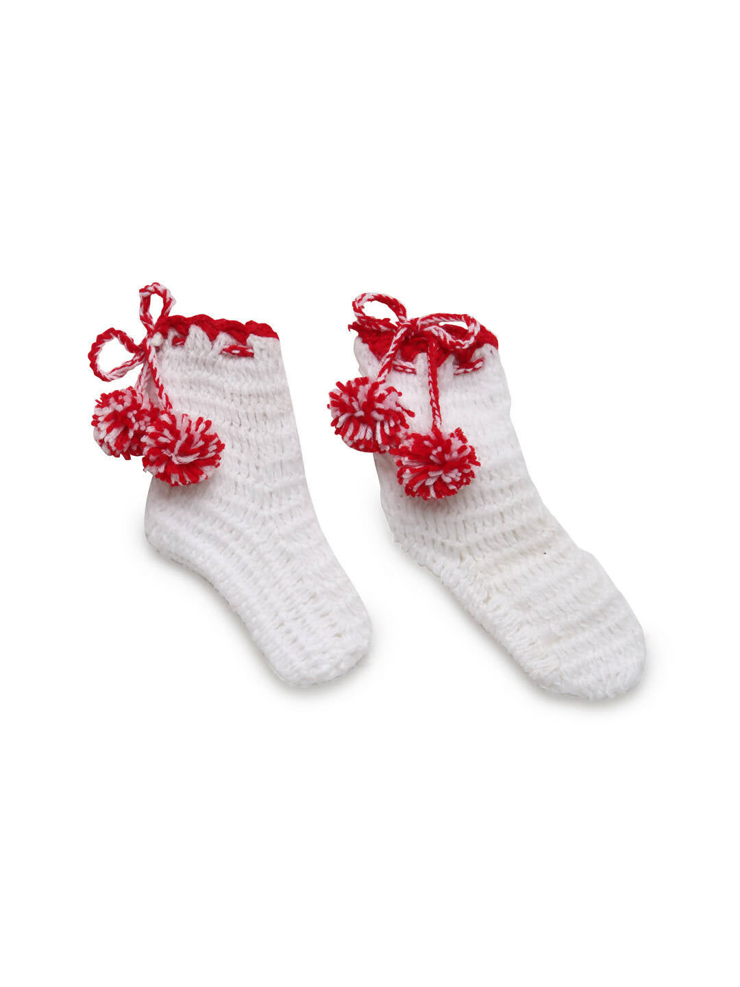 ChutPut Hand knitted Floral Crochet Wool Dress For Baby Girls - Red | Grocsy