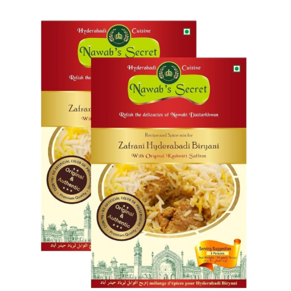 Nawab's Secret Hyderabadi Zafrani Biryani Masala With Kashmiri Saffron | Grocsy