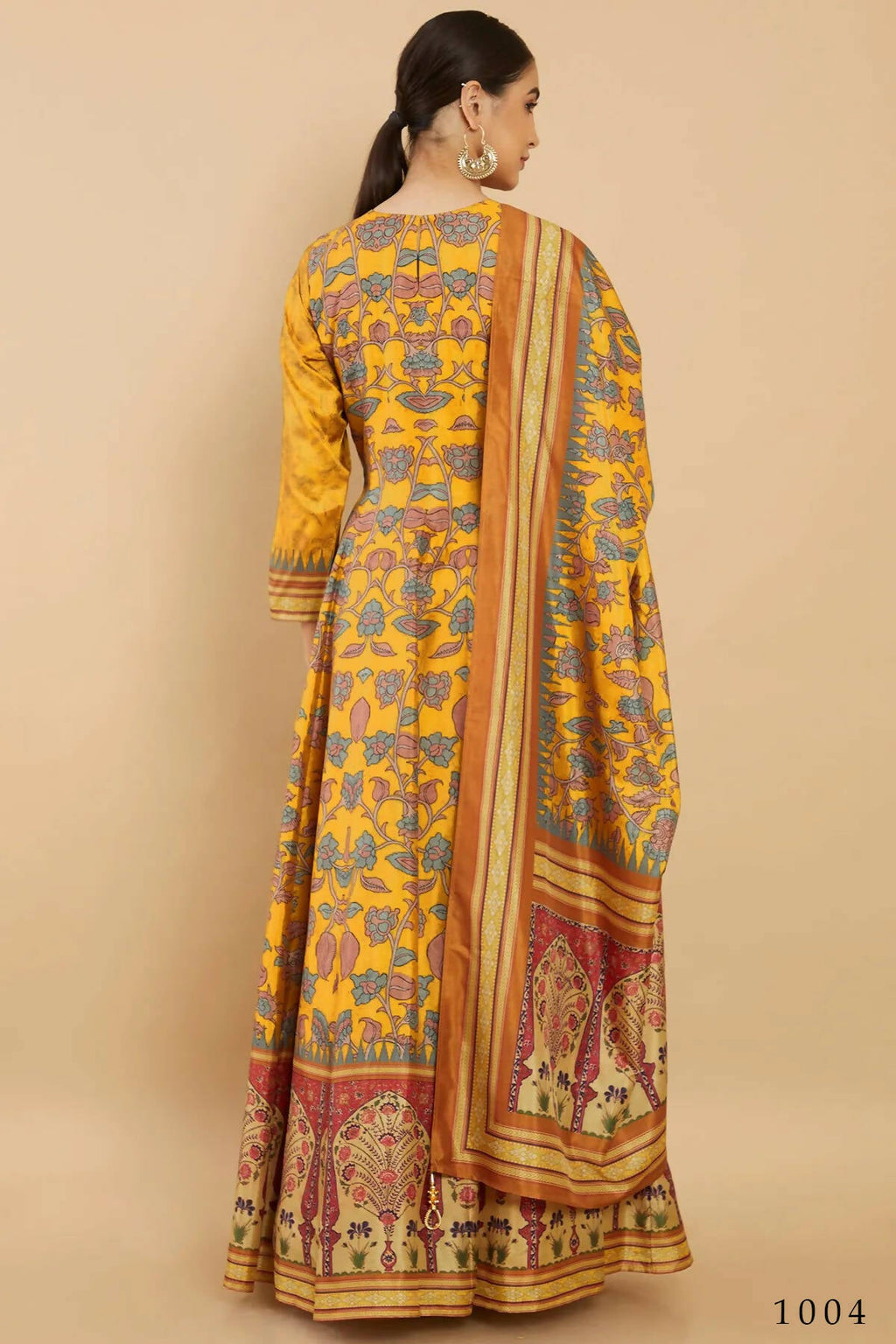 Women's Partywear Designer Yellow Soft Dola Silk Anarkali suit with Dupatta - Kalishta | Grocsy