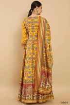 Women's Partywear Designer Yellow Soft Dola Silk Anarkali suit with Dupatta - Kalishta | Grocsy