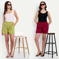 Alvano Beautiful Printed Maroon, Green Bermuda Shorts, Night Shorts, Regular Shorts, Boxer Shorts, Beach Shorts, Basic Shorts | Grocsy