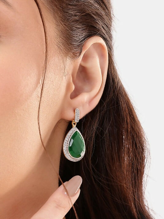 Nuyug 22K Gold Plated Fern Radiance Contemporary Drop Earrings | Grocsy
