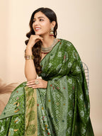Mahendi Soft Silk Woven Meenakari Designer Saree - Vedanti | Grocsy