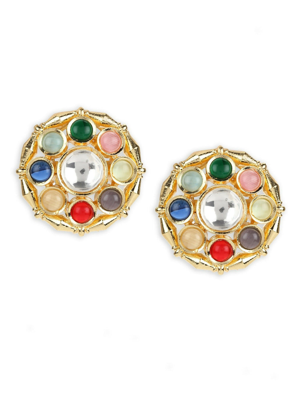 Multi Kundan Studs- Ruby Raang | Grocsy