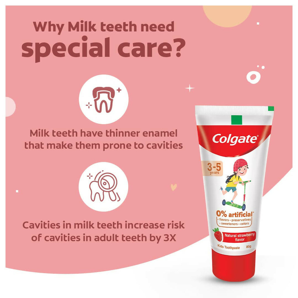 Colgate Toothpaste with Natural Strawberry Flavour for Kids | Grocsy