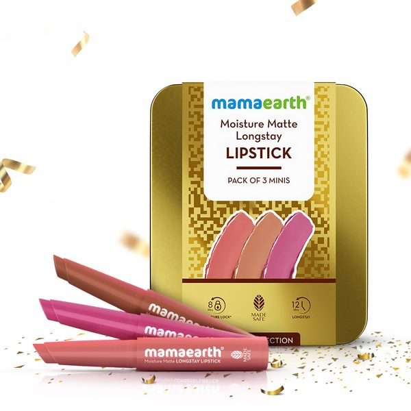 Mamaearth Moisture Matte Long Stay Lipstick Gift Set - Nude Perfection | Grocsy