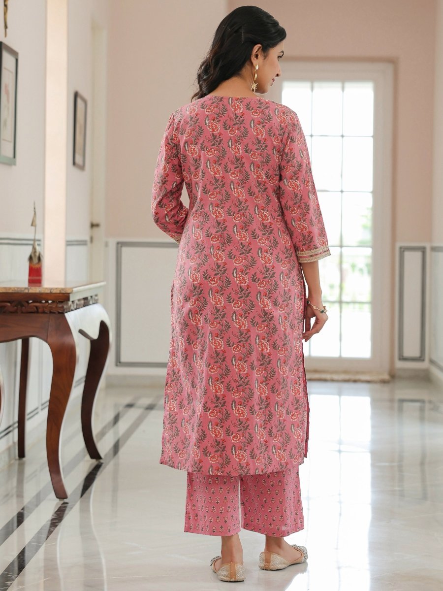 Aramya Straight Soft Cotton Floral Print Women's Kurta - Pink | Grocsy